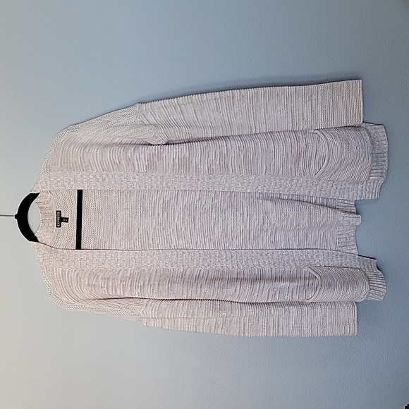 Express cream crochet oversized long line open front sweater large - Picture 1 of 6